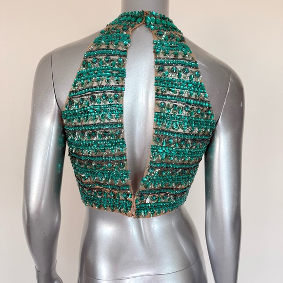 Women evening crop top top with crystals size M - Picture 3 of 6